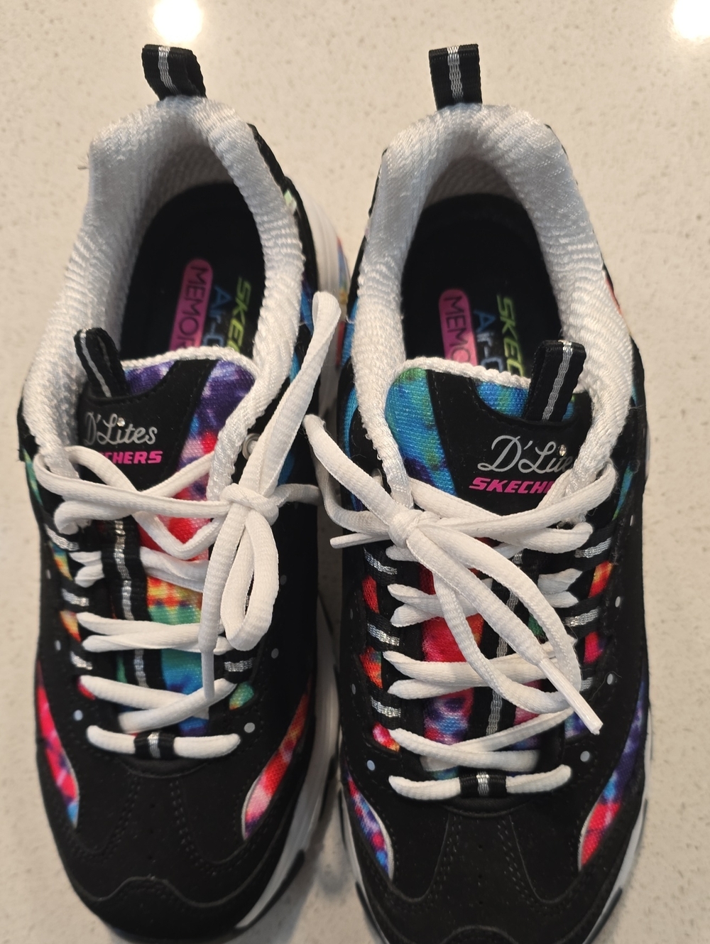 Skechers D'Lites Womens Black Multi Color Athletic Sneakers